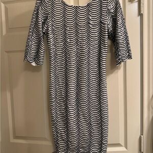 Black and White Sequin 3/4 Sleeve Midi Dress NWT